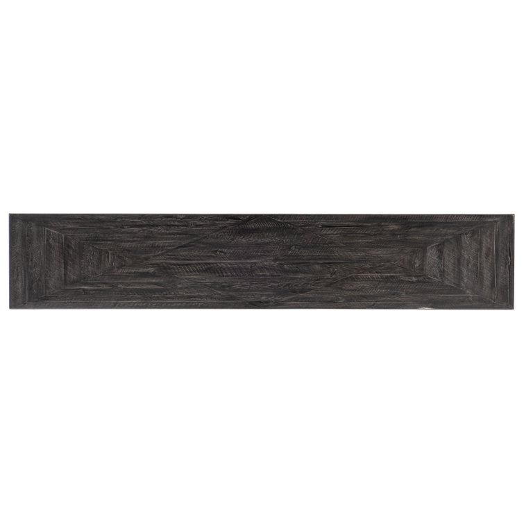 Black and Silver Rectangular Wood Metal Console Table with Storage