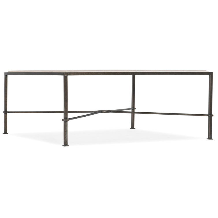 Elegant Creamy Beige Marble and Gray Metal Rectangular Coffee Table