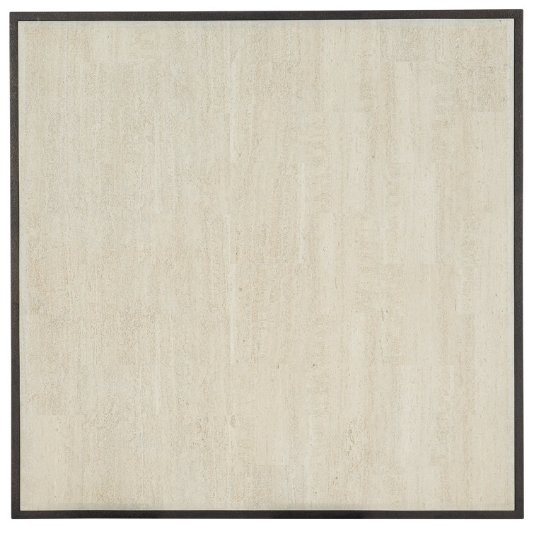 Elegant Creamy Beige Marble and Gray Metal Rectangular Coffee Table