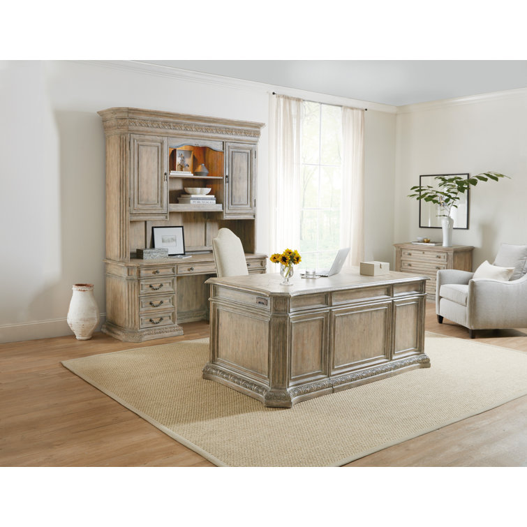 Antique Slate Executive Desk with Built-In Power and USB Ports