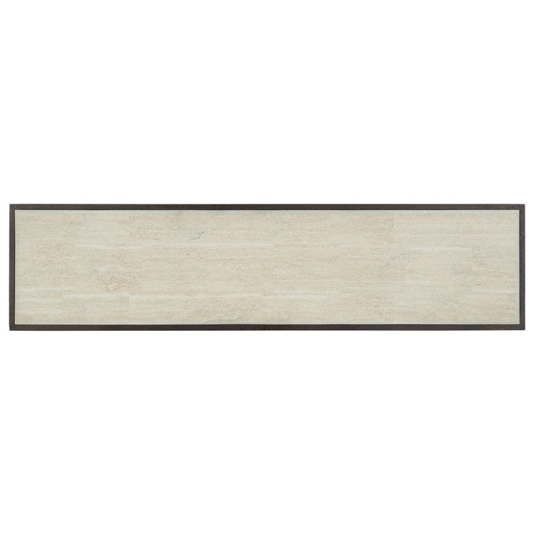 Elegant 65'' Creamy Beige Marble and Gray Metal Console Table with Storage