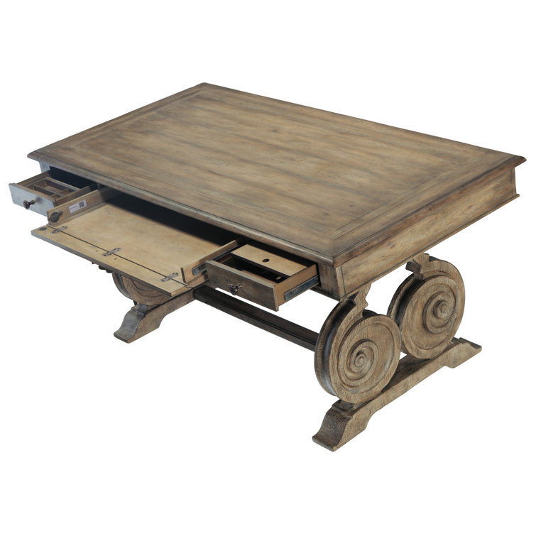 Traditional Brown 66" Home Office Desk with Power Outlet and USB