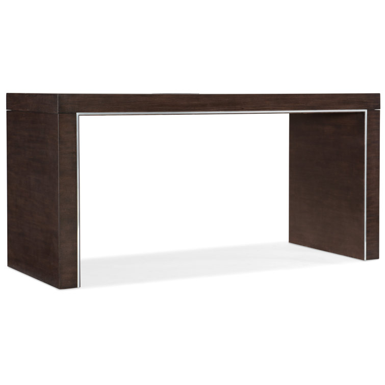 Espresso Wood Writing Desk with Drawer and Power Outlet