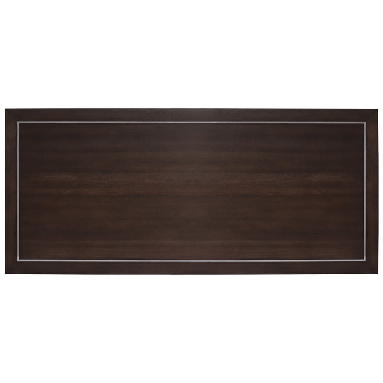Dark Brown Wood Executive Desk with Filing Cabinet
