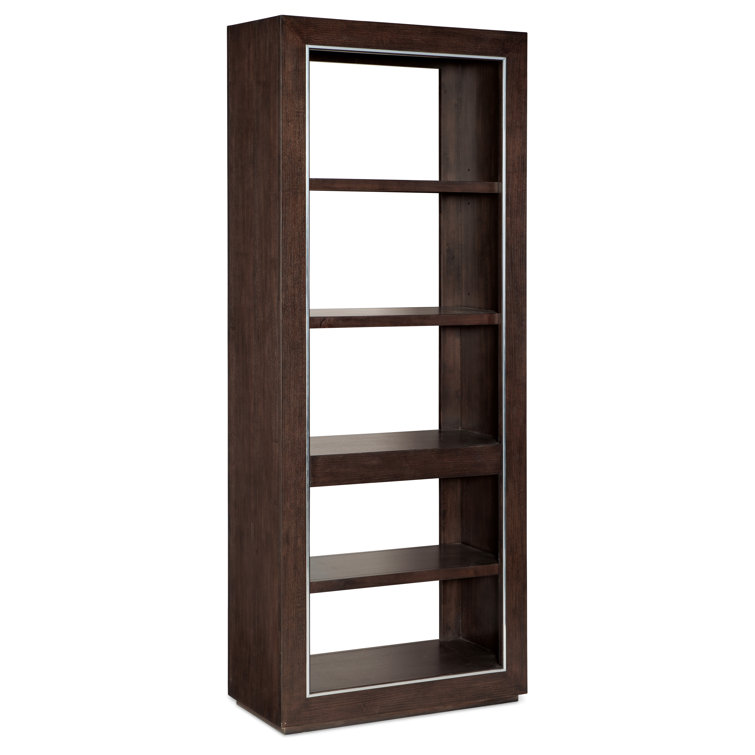 Dark Brown Adjustable Wood Etagere Bookcase