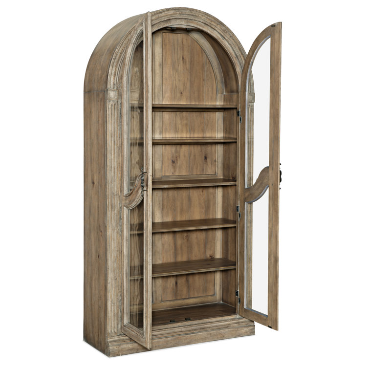 Castella Traditional Lighted Brown Curio Cabinet with Seeded Glass