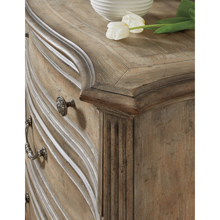 Traditional Brown 3-Drawer Nightstand with Felt Liner