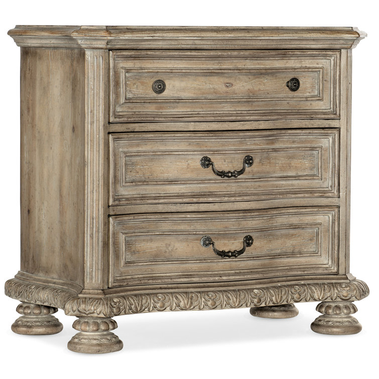 Castella Traditional 3-Drawer Nightstand in Antique Slate Brown