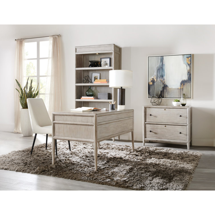 Executive Alder Wood Home Office Desk in Grey Mink with 4 Drawers
