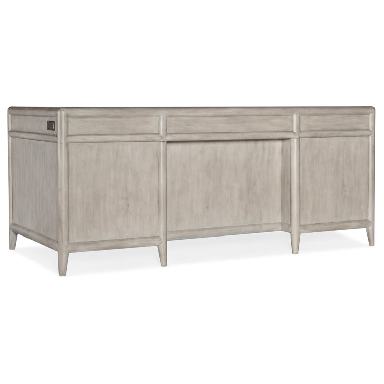 Transitional Gray Mink Executive Desk with 7 Drawers and Filing System