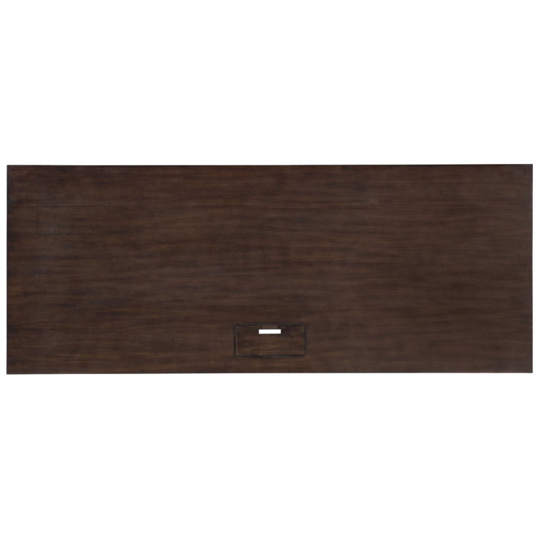 Espresso Wood Writing Desk with Drawer and Power Outlet