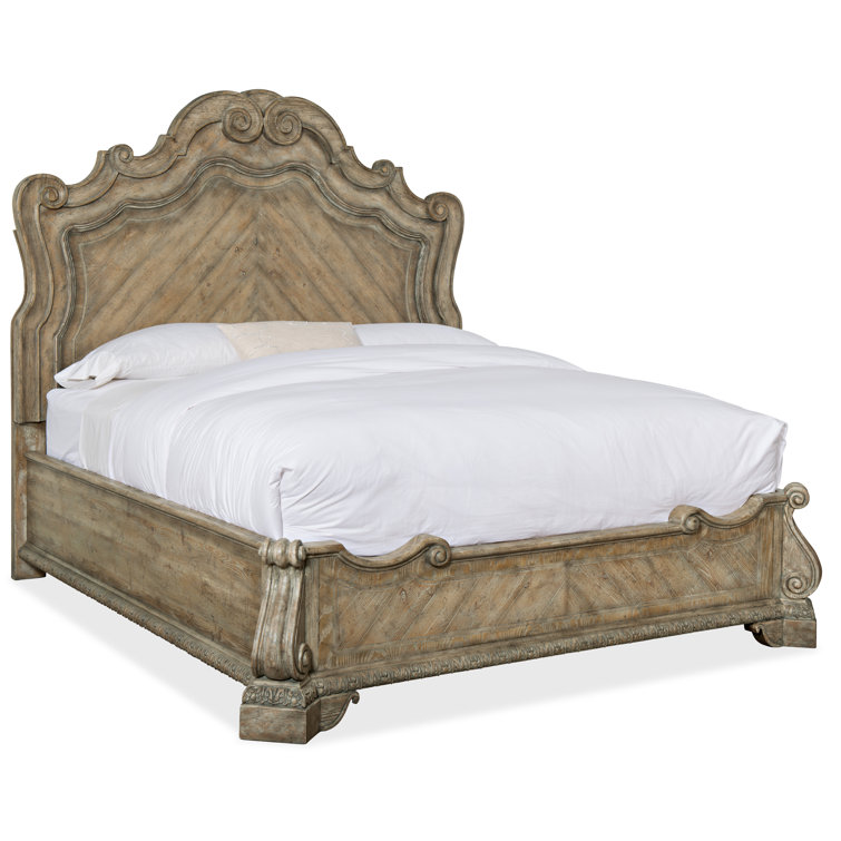 Traditional Castella King Panel Bed with Drawer in Brown