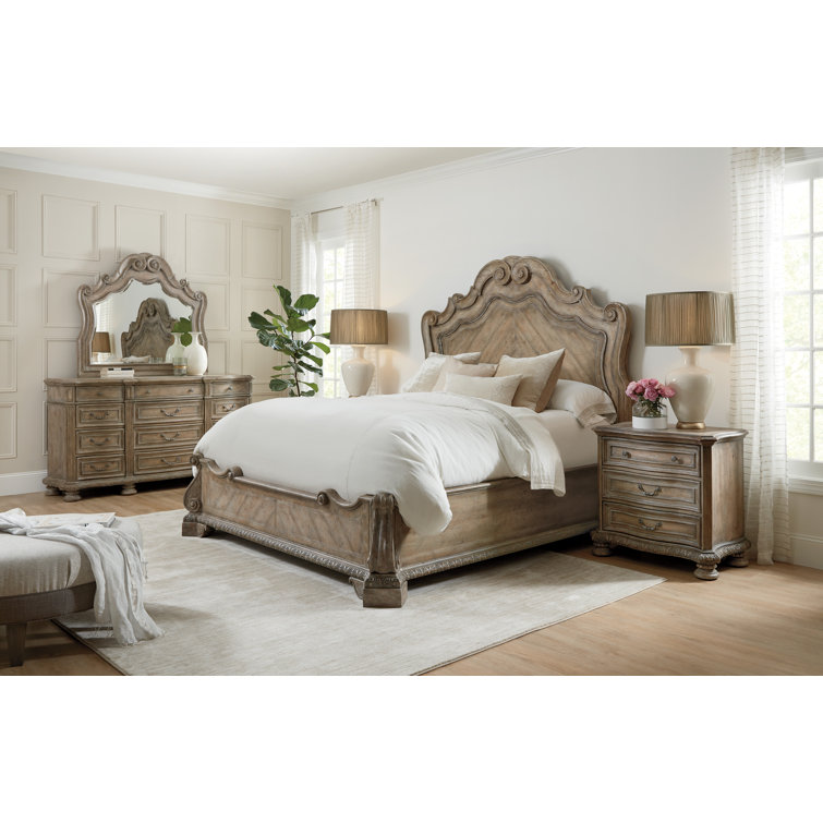 Traditional Castella King Panel Bed with Drawer in Brown