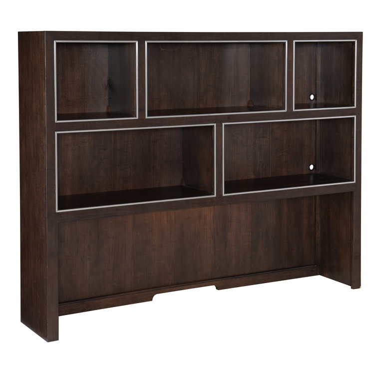 Dark Brown Hardwood Credenza Hutch with Shelves