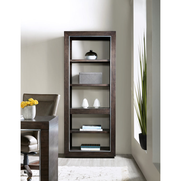 Dark Brown Adjustable Wood Etagere Bookcase