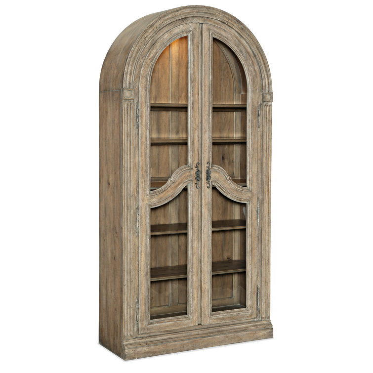 Castella Traditional Lighted Brown Curio Cabinet with Seeded Glass