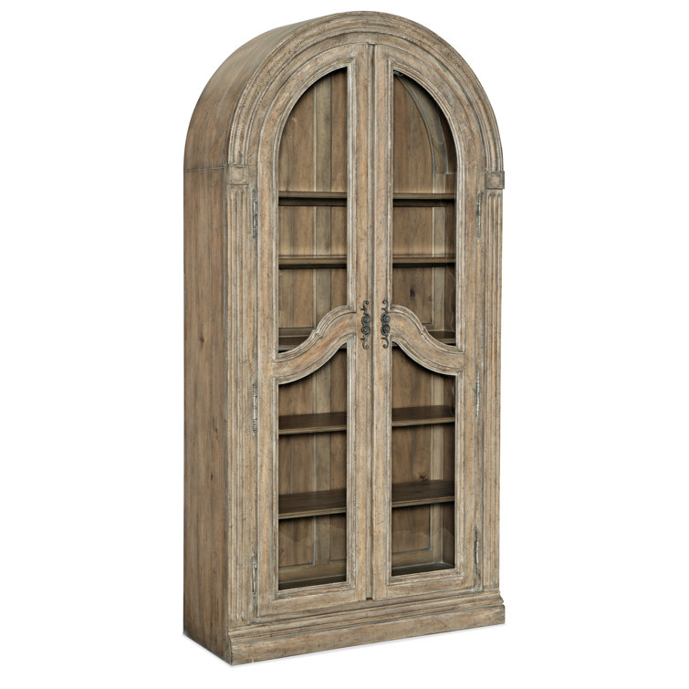 Castella Traditional Lighted Brown Curio Cabinet with Seeded Glass