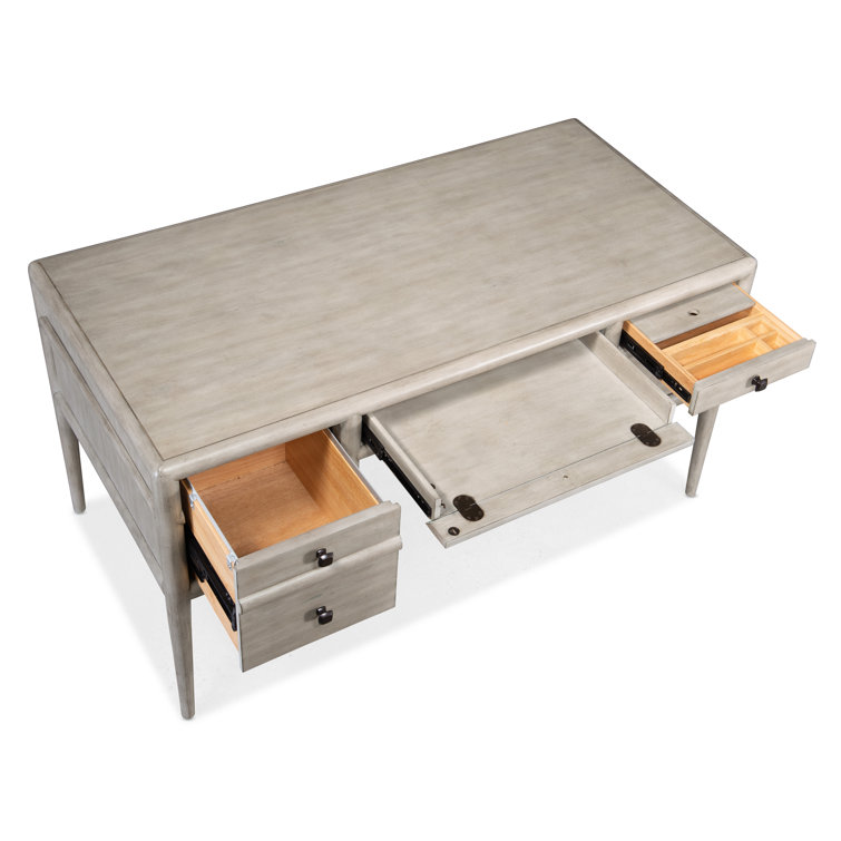 Executive Alder Wood Home Office Desk in Grey Mink with 4 Drawers