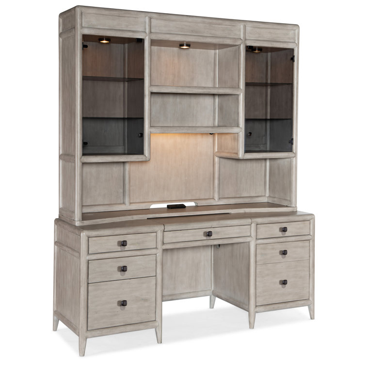 Gray Mink Lighted China Cabinet with Smoked Glass Doors