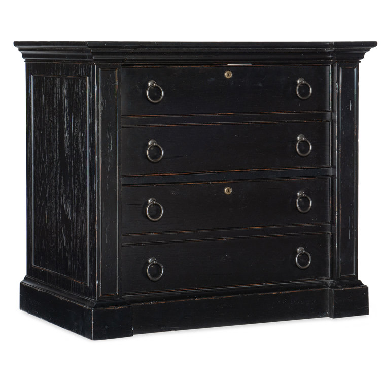 Black Traditional 4-Drawer Lockable Wood File Cabinet
