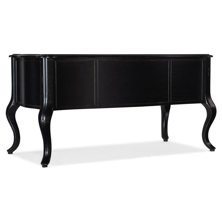 Bristowe Traditional Black Executive Desk with 5 Drawers and Keyboard Tray