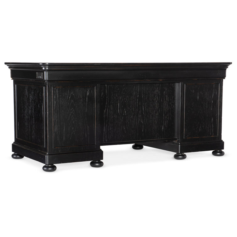 Bristowe Traditional Black Executive Desk with 7 Drawers