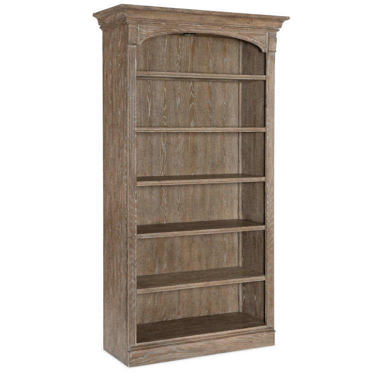 Sutter Traditional Brown Oak Adjustable Bookcase with Puck Light