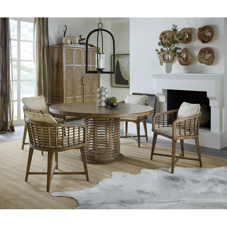 Anders Beach-Inspired Round Reclaimed Wood & Cane Dining Table