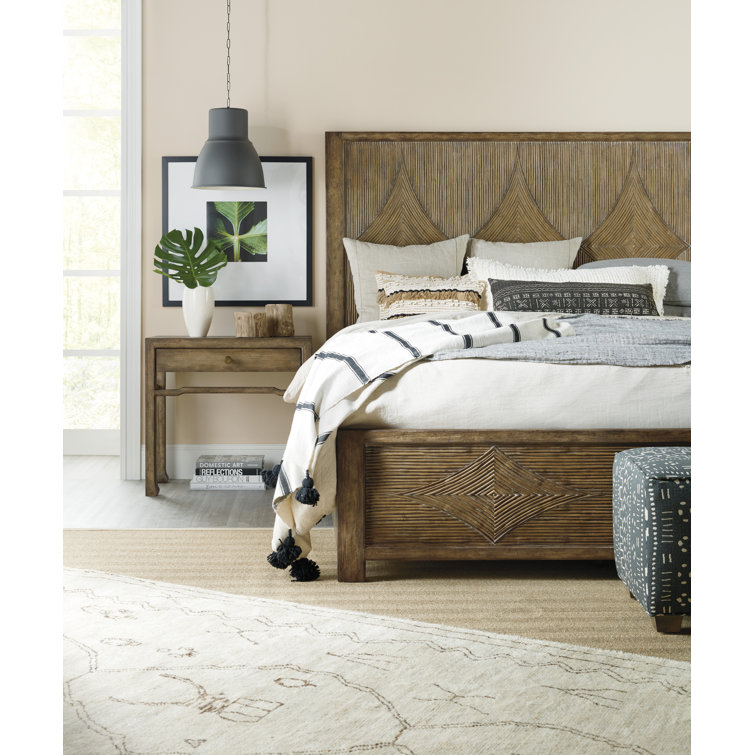 Anders Coastal Cool Light Natural Wood Nightstand with USB Port