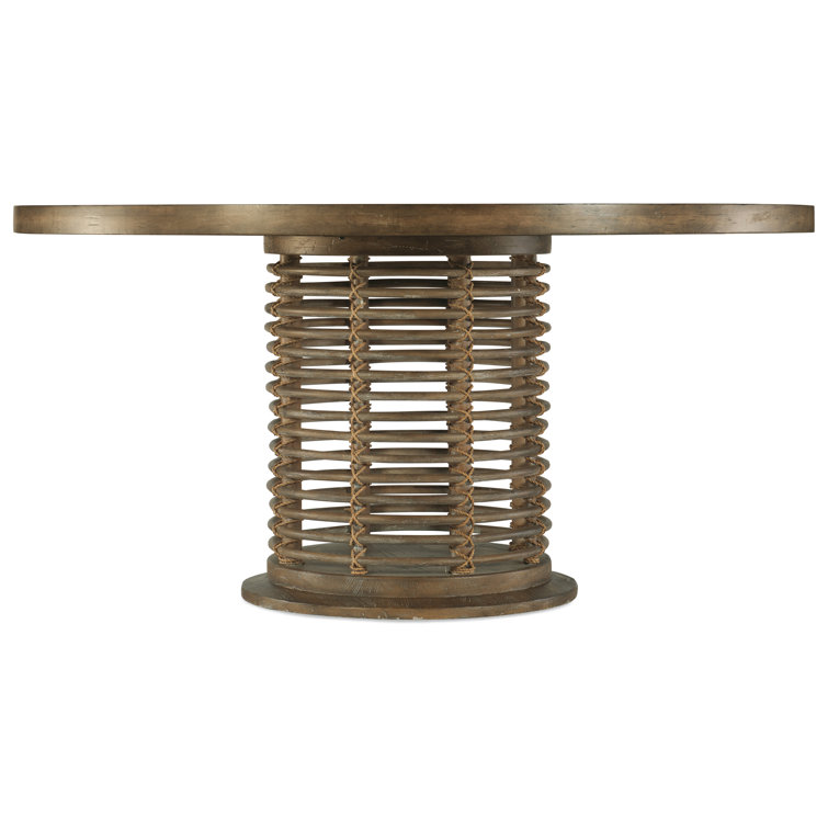 Anders Beach-Inspired Round Reclaimed Wood & Cane Dining Table