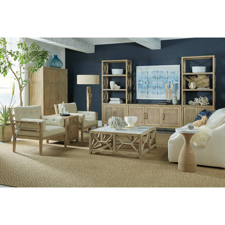 Beige Wood Rectangular End Table with Storage