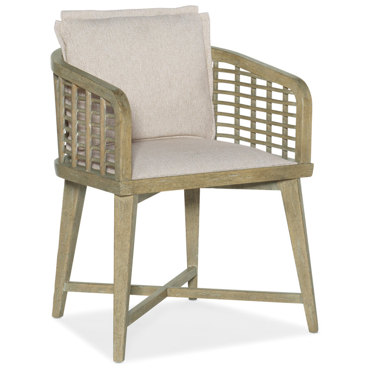 Zuri Cream and Driftwood Upholstered Cane Arm Chair