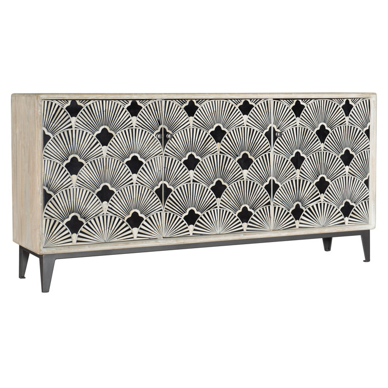 69'' Black and White Mango Wood Media Console