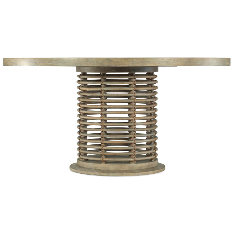 Anders Beach-Inspired Round Reclaimed Wood & Cane Dining Table