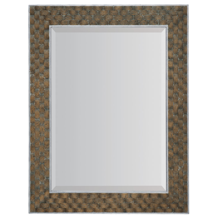 Transitional Brown and Silver Rectangular Wall Mirror