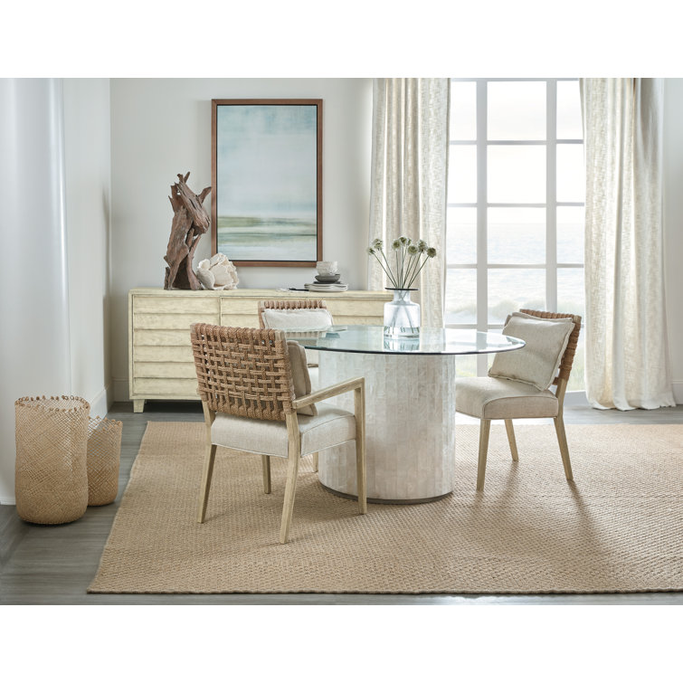 Zuri Cream Upholstered Side Chair in Driftwood Finish