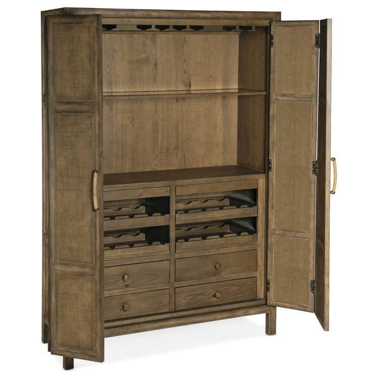 Driftwood Coastal Chic 50'' Brown Rattan Bar Cabinet