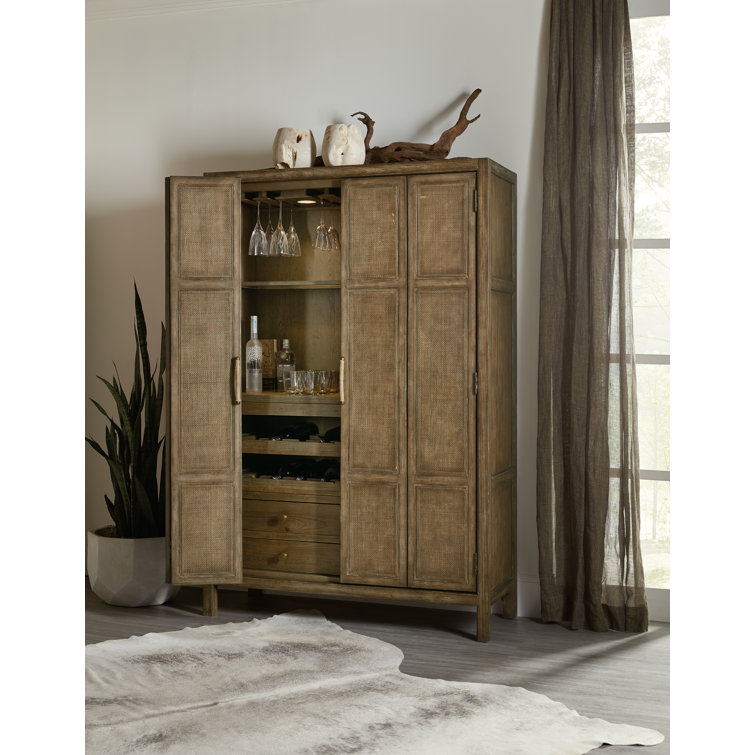 Driftwood Coastal Chic 50'' Brown Rattan Bar Cabinet
