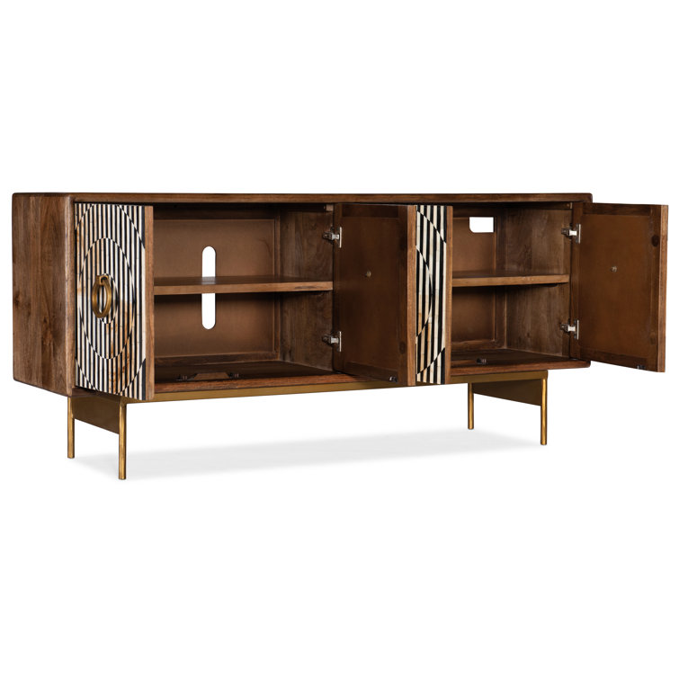 67" Brown and Gold Mango Wood Media Console