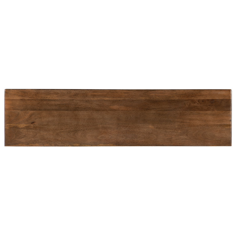 67" Brown and Gold Mango Wood Media Console