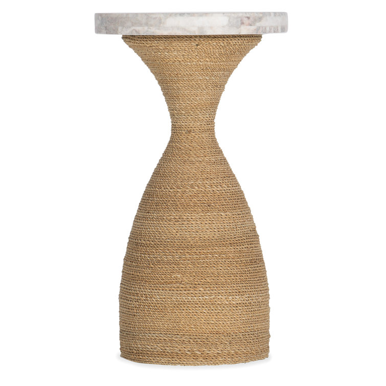 Round Driftwood and Stone Rope Base End Table