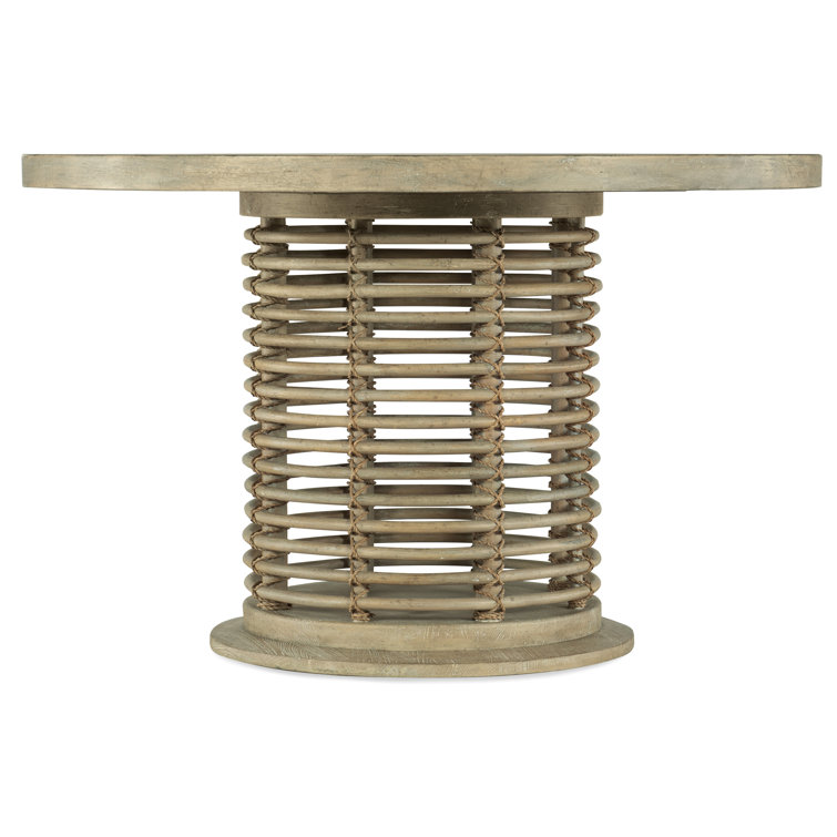 Cumberland 48" Round Beige Solid Wood & Rattan Dining Table