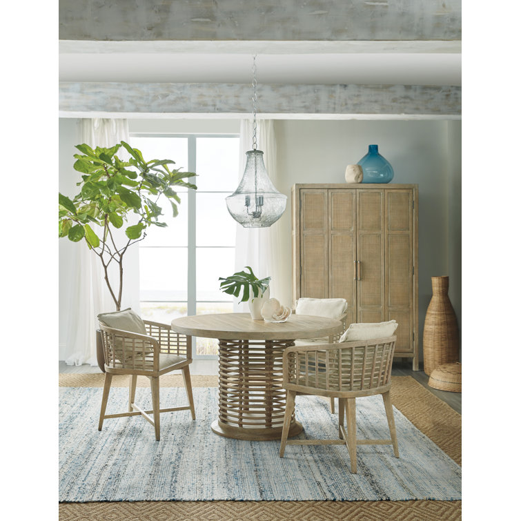 Zuri Cream and Driftwood Upholstered Cane Arm Chair