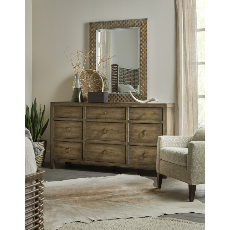 Transitional Brown and Silver Rectangular Wall Mirror