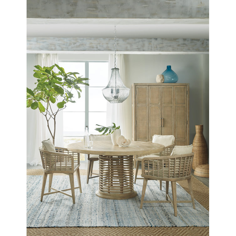 Zuri Cream and Driftwood Upholstered Cane Arm Chair