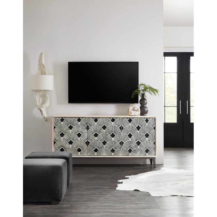 69'' Black and White Mango Wood Media Console
