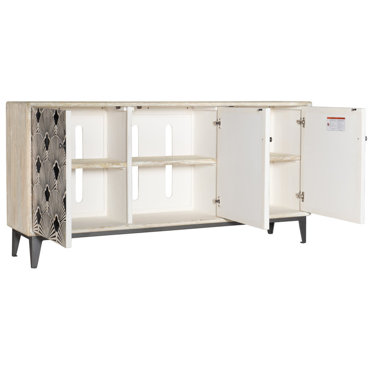 69'' Black and White Mango Wood Media Console