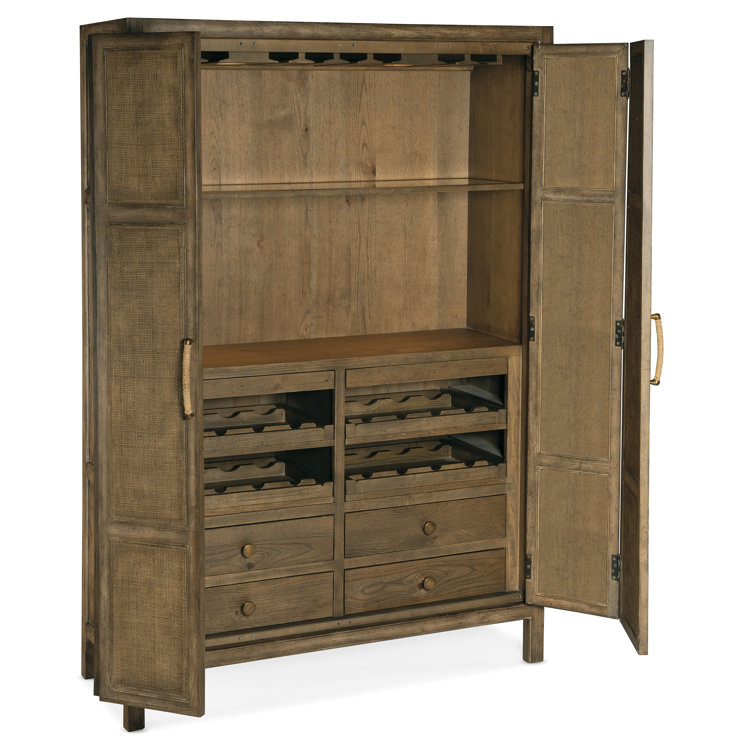Driftwood Coastal Chic 50'' Brown Rattan Bar Cabinet