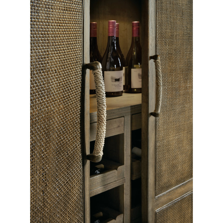 Driftwood Coastal Chic 50'' Brown Rattan Bar Cabinet