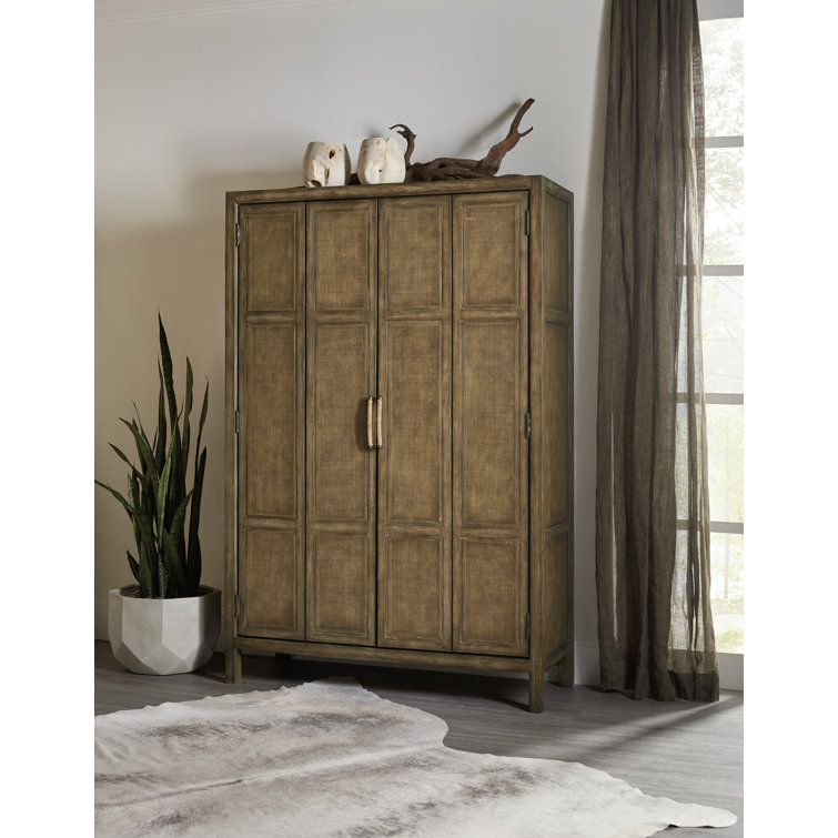 Driftwood Coastal Chic 50'' Brown Rattan Bar Cabinet